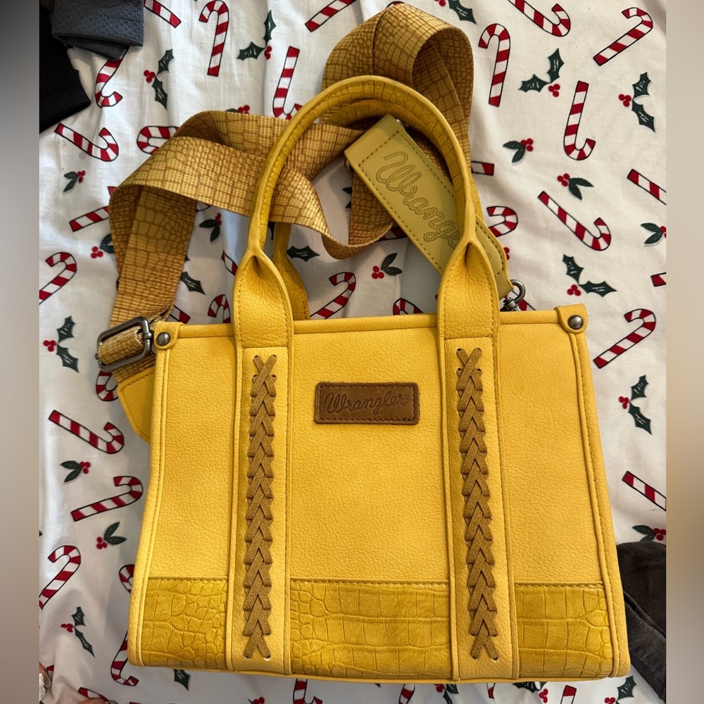 Wrangler Mustard Yellow Tote with Brown Accents